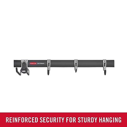 FastTrack Garage Storage Utility Hooks 5 Piece Black All in One Rail Hook Kit and Tool Organizer Heavy Duty for Home