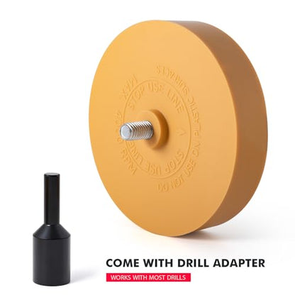 2 Pack Decal Remover Eraser Wheel with Adapter 4 inch Rubber Eraser Wheel for Drill Removes Car Decal Vinyl Tape Graphics Pinstripe Sticker Adhesive Remover