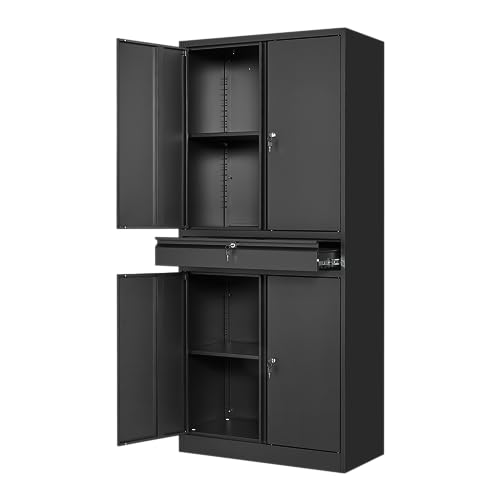 Metal Garage Storage Cabinet with Locking Doors and Adjustable Shelves