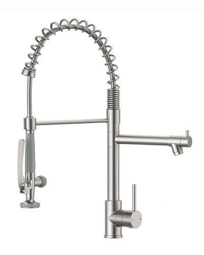 Commercial Pull Down Kitchen Sink Faucet with Sprayer Brushed Nickel