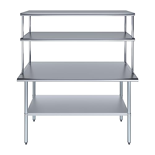 Stainless Steel Work Table Double Tier Overshelf