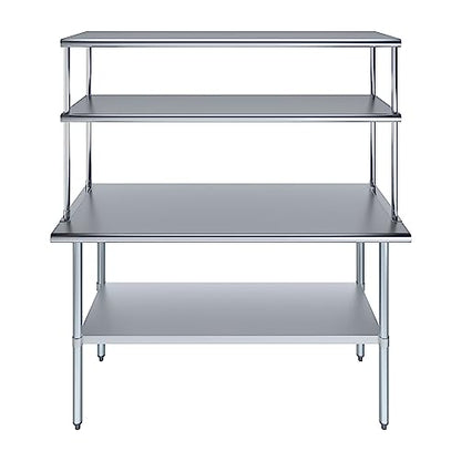 Stainless Steel Work Table Double Tier Overshelf