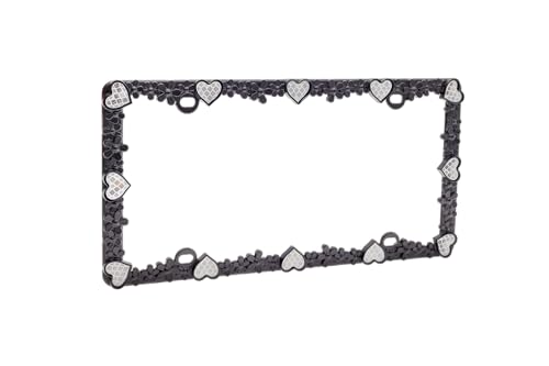 3D Daisy Heart License Plate Frame from Pure Zinc Alloy Metal Perfect Plate Holder