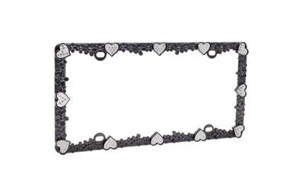 3D Daisy Heart License Plate Frame from Pure Zinc Alloy Metal Perfect Plate Holder