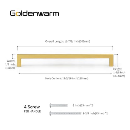 30 Pack 11-1/3 in Gold Cabinet Handles Brushed Brass Drawer Pull