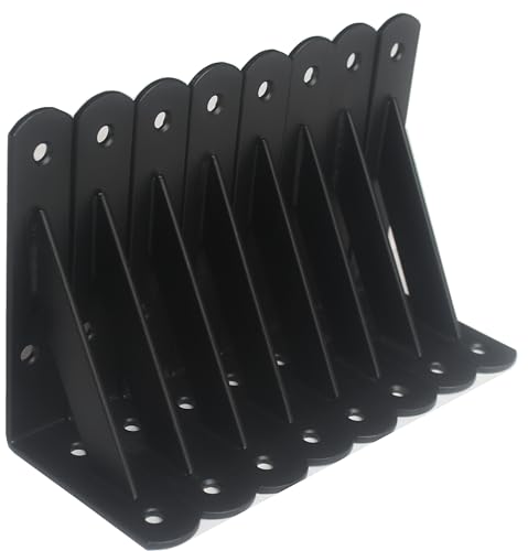 8 Pack L5 x H 3" Black Heavy Duty Shelf Brackets with Screws Metal Shelf Brackets Shelf Support Angle Brackets for Shelves L Brackets Heavy Duty Floating Shelf (8 Count)