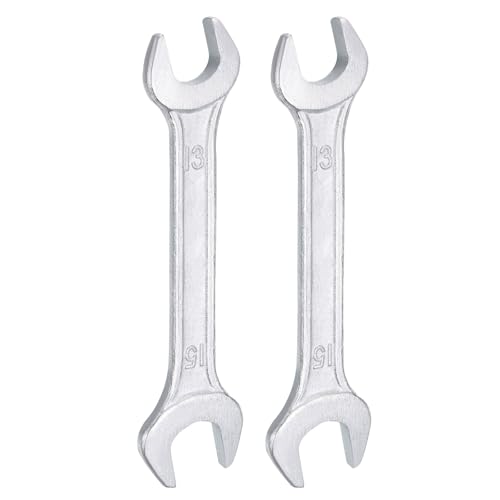 2pcs Double Open End Wrench 13mm x 15mm Metric 15 Degree Offset Angle Small Flat Head Wrench Galvanizing Open Ended Spanner for Automotive Repair Furniture Assembly (2 Count)