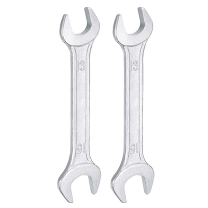 2pcs Double Open End Wrench 13mm x 15mm Metric 15 Degree Offset Angle Small Flat Head Wrench Galvanizing Open Ended Spanner for Automotive Repair Furniture Assembly (2 Count)