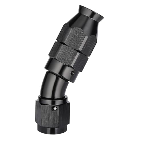 4AN 30 Degree PTFE One Piece Full Flow End Hose Fitting Aluminum Black