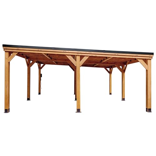 Kingsport 20' x 20' Cedar Wood Outdoor Carport Garage with Heavy