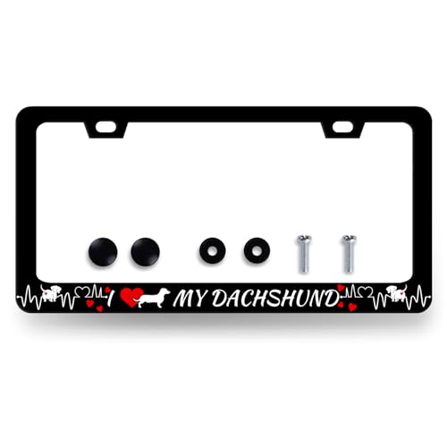 Stainless Steel I Love My Dachshund License Plate Frame 12.2 x 6.2 Inch