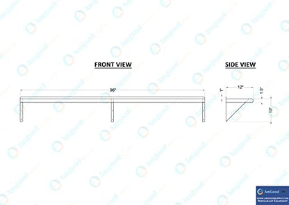 12 in. x 96 in. Stainless Steel Wall Mount Shelf