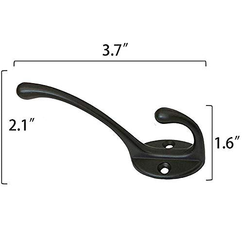 10 Pack Black Double Coat Hooks No Rust Hooks for Coat (10 Count)