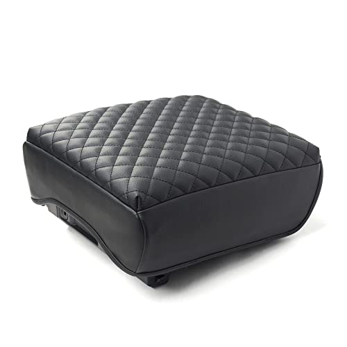 F150(2021-2025) Center Console Cover, Thick Armrest Cushion, Funda para consola de coche, Car Interior, Vegan Leather, Armrest Protector (2021~2025, Full Cover Black), F150 Accessories
