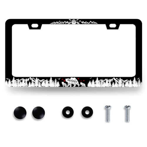 Mama Bear License Plate Frame Forest Mountain License Holder with 2 Holes