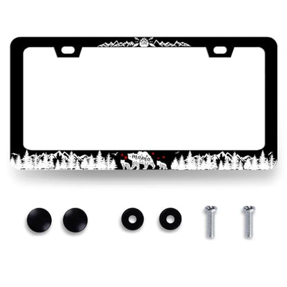 Mama Bear License Plate Frame Forest Mountain License Holder with 2 Holes