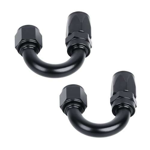 Swivel 6AN Fitting 180 Degree For CPE Braided Hose End Black 2Pcs (2 Count)