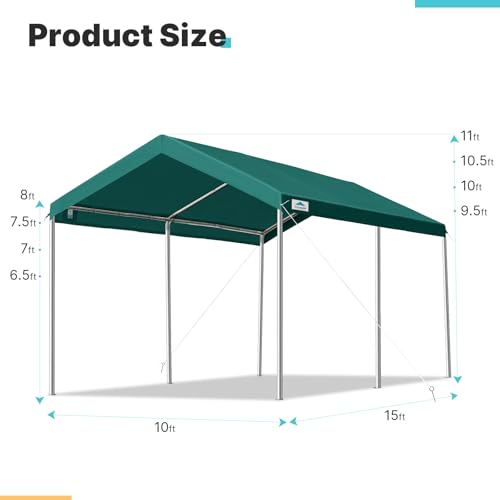 Adjustable 10x15 ft Heavy Duty Carport Car Canopy Garage Boat Shelter Party Tent