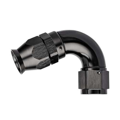 6AN 120 Degree PTFE One Piece Full Flow End Hose Fitting Aluminum Black