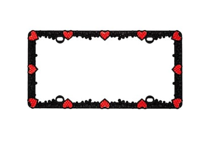 3D Daisy Heart License Plate Frame from Pure Zinc Alloy Metal Perfect Plate Holder