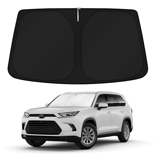 Windshield Sun Shade for 2024 2025 2026 Toyota Grand Highlander Accessories Front Custom Fit Window Sunshade Sun Visor Protector Foldable Blocks UV Rays Keep Car Cooler