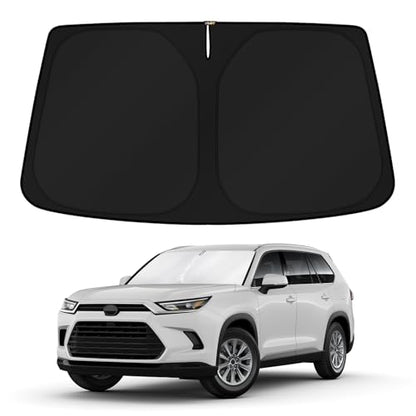 Windshield Sun Shade for 2024 2025 2026 Toyota Grand Highlander Accessories Front Custom Fit Window Sunshade Sun Visor Protector Foldable Blocks UV Rays Keep Car Cooler