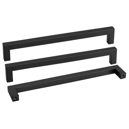 60 Pack 12-3/5 Inch Black Cabinet Handles Matte Black Drawer Pulls Stainless Steel Cabinets Hardware Square Bar Modern for Kitchen Bathroom Cupboard (60 Count)