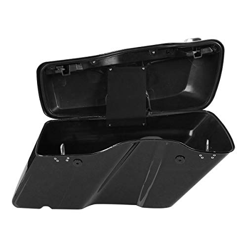 Vivid Black Hard Saddlebags with Chrome Latches Lock&Key Set Fit for Harley Touring Road King Street Glide Electra Ultra 2014 (2 Count)