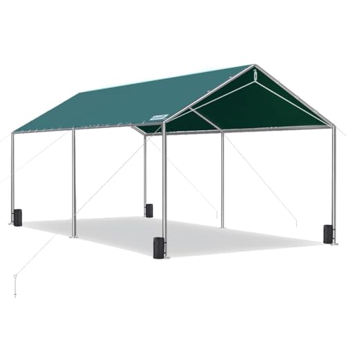 10x20 ft Heavy Duty Car Canopy Galvanized Frame Carport Outdoor Party Tent Boat Shelter with 3 Reinforced Steel Cables