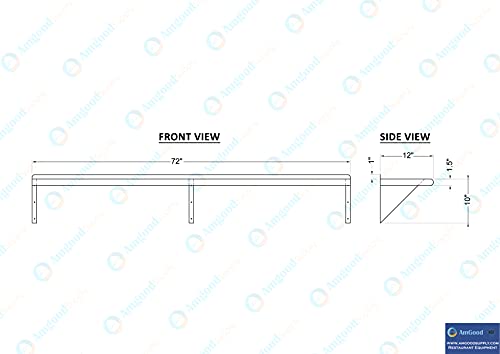 72" Long X 12" Deep Stainless Steel Wall Shelf