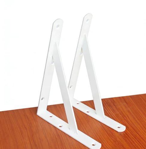 2 Pack L8 x H 6" White Heavy Duty Shelf Brackets with Screws Metal Shelf Brackets Shelf Support Angle Brackets for Shelves L Brackets Heavy Duty Floating Shelf (2 Count)