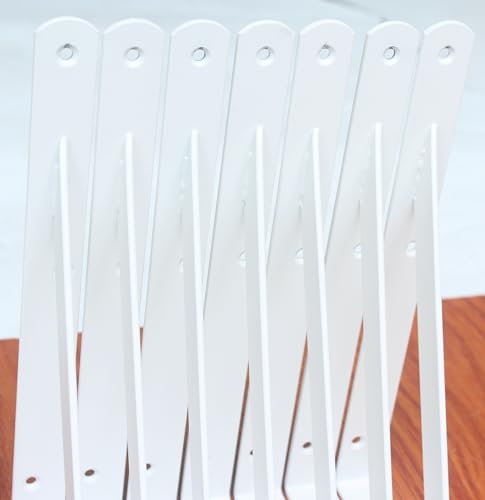16 Pack L10 x H 8" White Heavy Duty Shelf Brackets with Screws Metal Shelf Brackets Shelf Support Angle Brackets for Shelves L Brackets Heavy Duty Floating Shelf (16 Count)