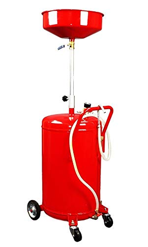 20 Gallon Portable Waste Oil Drain Tank Air Operated Drainage Adjustable Funnel Height with Wheel