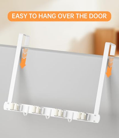 Broom Holder Over The Door with Hooks