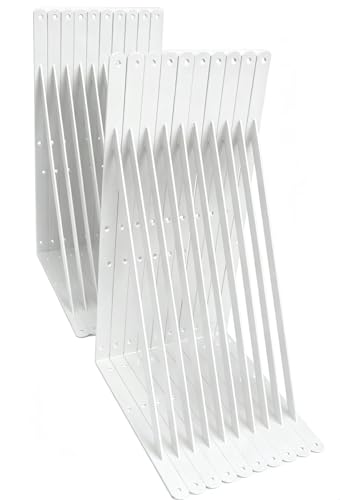 20 Pack L20 x H 12" White Heavy Duty Shelf Brackets with Screws Metal Shelf Brackets Shelf Support Angle Brackets for Shelves L Brackets Heavy Duty Floating Shelf