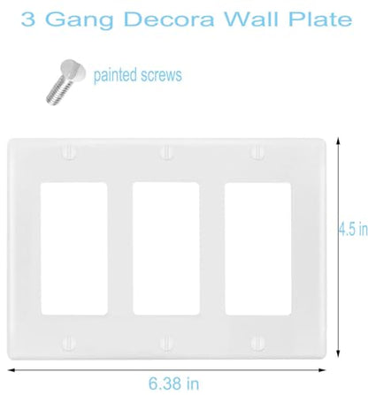 3 Gang Switch Outlet Wall Plate Cover Decorator Electrical Faceplate for Light Switch (3 Count)