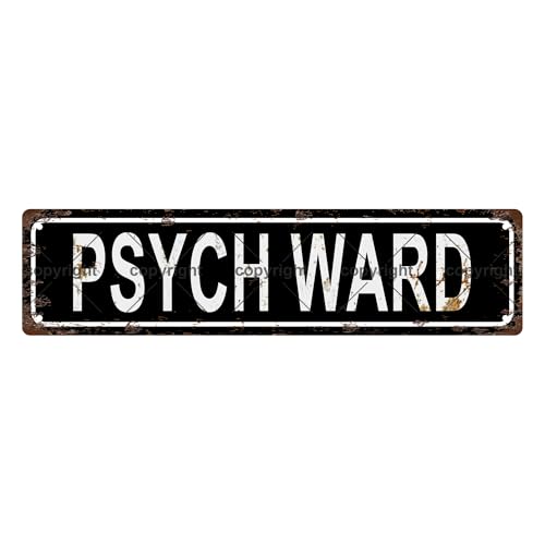 PSYCH WARD SPACE Metal Tin Street Sign Bar Cafe Garage Cave Home Room Wall Bathroom Farmhouse Garden Porch Patio Decor