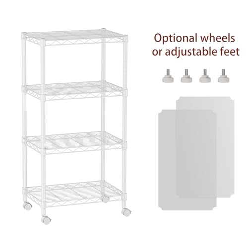 4 Small Wire Shelves Kitchen Pantry Close Home Organizers and Storage Bathroom Shelf Laundry Room Organization Adjustable Book Metal Garage Shelving Unit