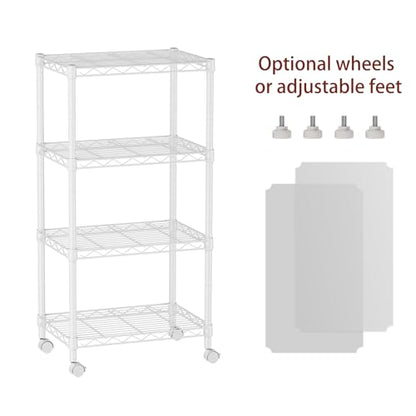 4 Small Wire Shelves Kitchen Pantry Close Home Organizers and Storage Bathroom Shelf Laundry Room Organization Adjustable Book Metal Garage Shelving Unit