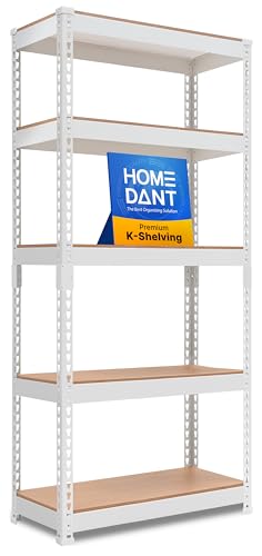 White 28" W 5 Tier Storage Shelves Garage Shelving Unit Metal