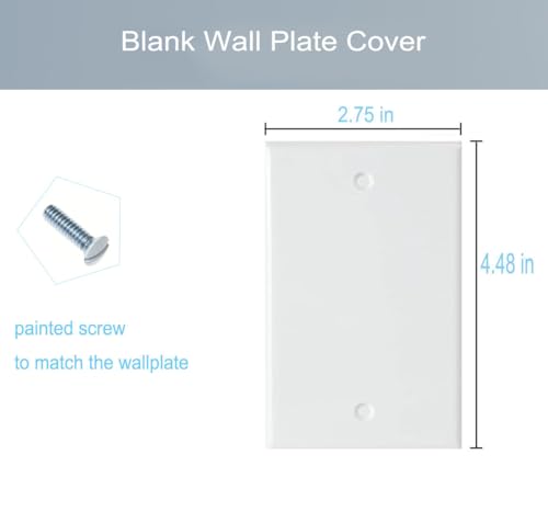1 Gang Blank Wall Plate Outlet Cover Plate Unbreakable Polycarbonate Thermoplastic Single Blank Faceplate Electrical Receptacle Cover (10 Count)