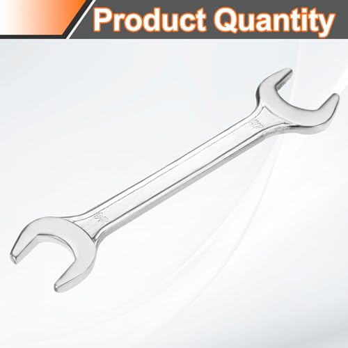 Double Open End Wrench 24mm x 27mm Metric 15 Degree Offset Angle Small Flat Head Wrench Galvanizing Open Ended Spanner for Automotive Repair Furniture Assembly