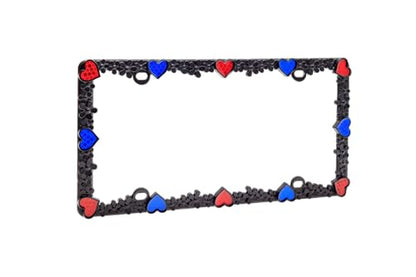 3D Daisy Heart License Plate Frame from Pure Zinc Alloy Metal Perfect Plate Holder