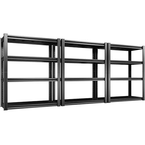 40" W Garage Shelving Heavy Duty Storage Shelves 56.9" H Metal Shelving Heavy Duty Load 1600LBS Adjustable Metal Shelves for Storage for Pantry Kitchen 40" W x 19.1" D x 56.9" H 3 Pack (3 Count)