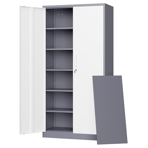 Metal Storage Cabinet with Lock Door and 5 Shelves
