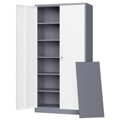 Metal Storage Cabinet with Lock Door and 5 Shelves