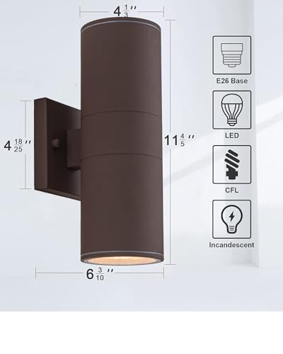 Cylinder Outdoor Wall Sconce Lights (2 Count)