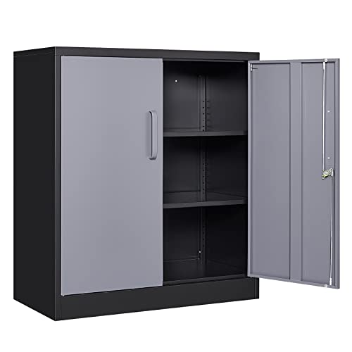 Metal Garage Storage Cabinet with 2 Doors and 2 Adjustable Shelves