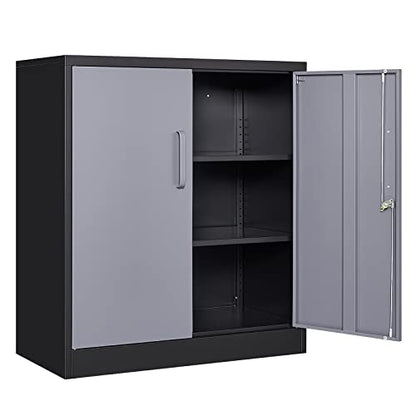 Metal Garage Storage Cabinet with 2 Doors and 2 Adjustable Shelves