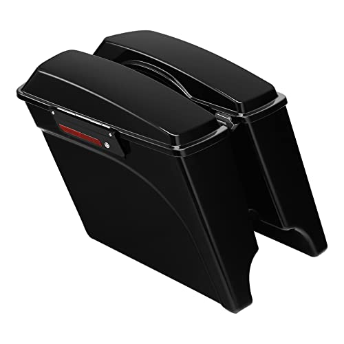 Motorcycle Stretched Saddlebags Vivid Black 5" Extended Hard Saddle Bags W